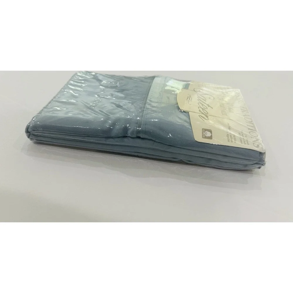 VTG Classic Traditions 2 Standard Sateen Pillowcases 100% Cotton USA Soft Blue